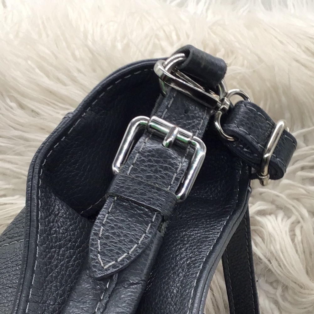 Lavorazione Artigianale Charcoal Gray Pebble Leather Crossbody Hobo Bag - Picture 9 of 14